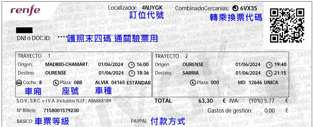 Combinado Cercanías 免費轉乘