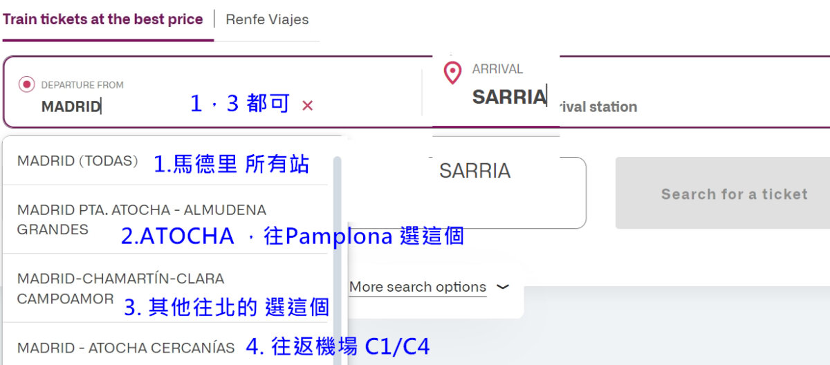 查找車票 Madrid 到 Sarria